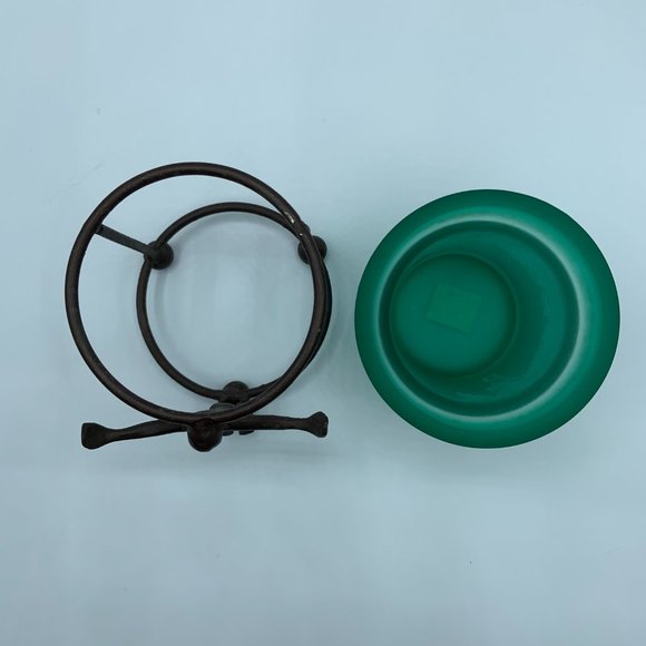 Metal Figure Candle Holder and Green Glass Insert - 2 pieces - Picture 5 of 5